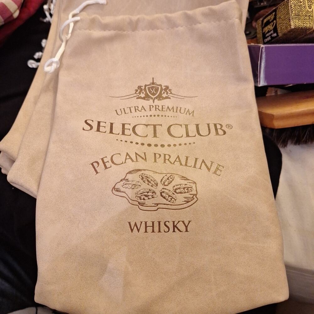 Lot of 13 Drawstring Faux Leather Gift Bag SELECT CLUB Pecan Praline Whisky